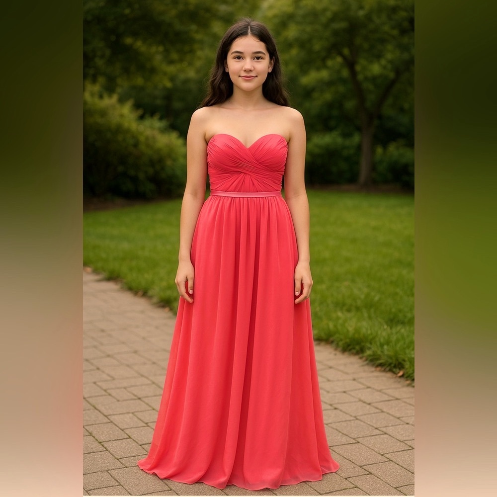 Strapless Sweetheart Ruched Pink Gown for a special occasion,like new.